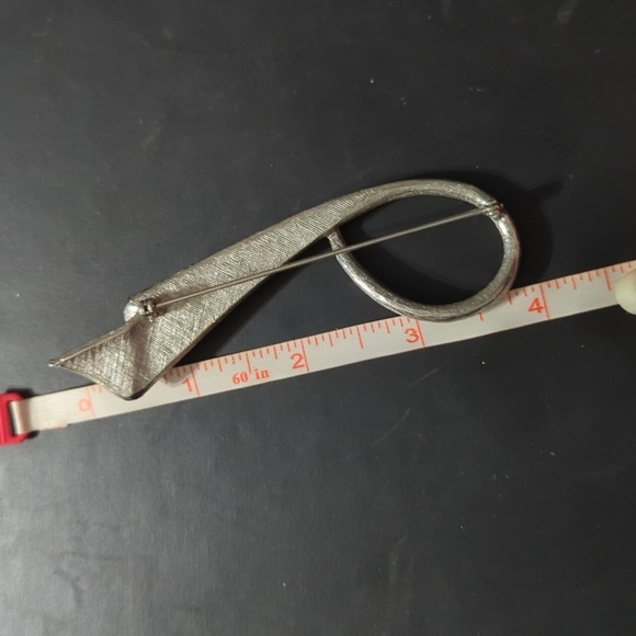 Vintage Silver Tone Abstract Chunky  Oversized Statement Brooch Pin - Picture 3 of 3